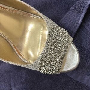 Antonio, Alani platform rhinestone beaded he toe with ankle stra